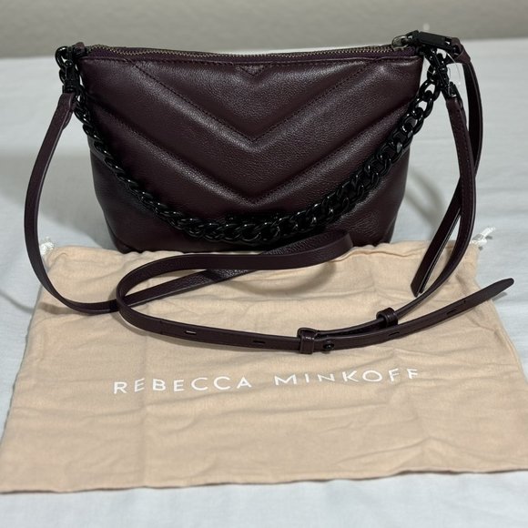 Rebecca Minkoff Edie Quilted Leather Chain Crossbody Bag Concord Black Hardware - Picture 1 of 12